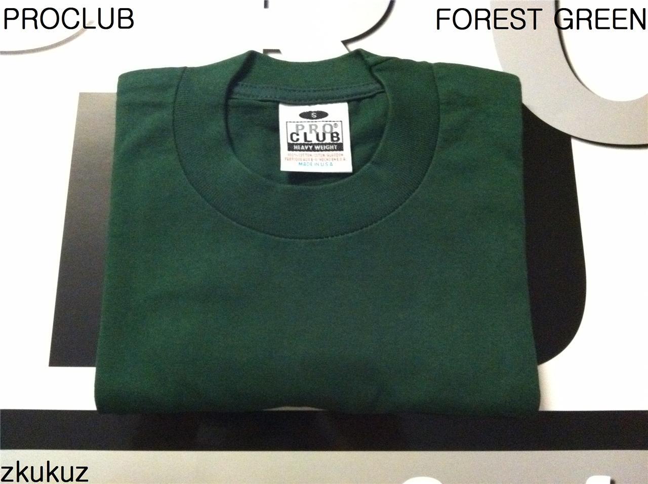 3 NEW PROCLUB HEAVY WEIGHT T-SHIRT FOREST GREEN PLAIN PRO CLUB BLANK S-3XLT 3PC