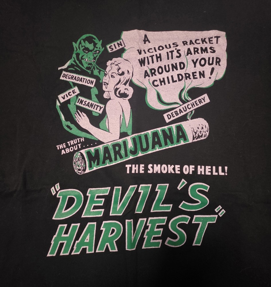 Marijuana The Devil’s Harvest Movie Poster T-shirt 3XL Propaganda Graphic Print