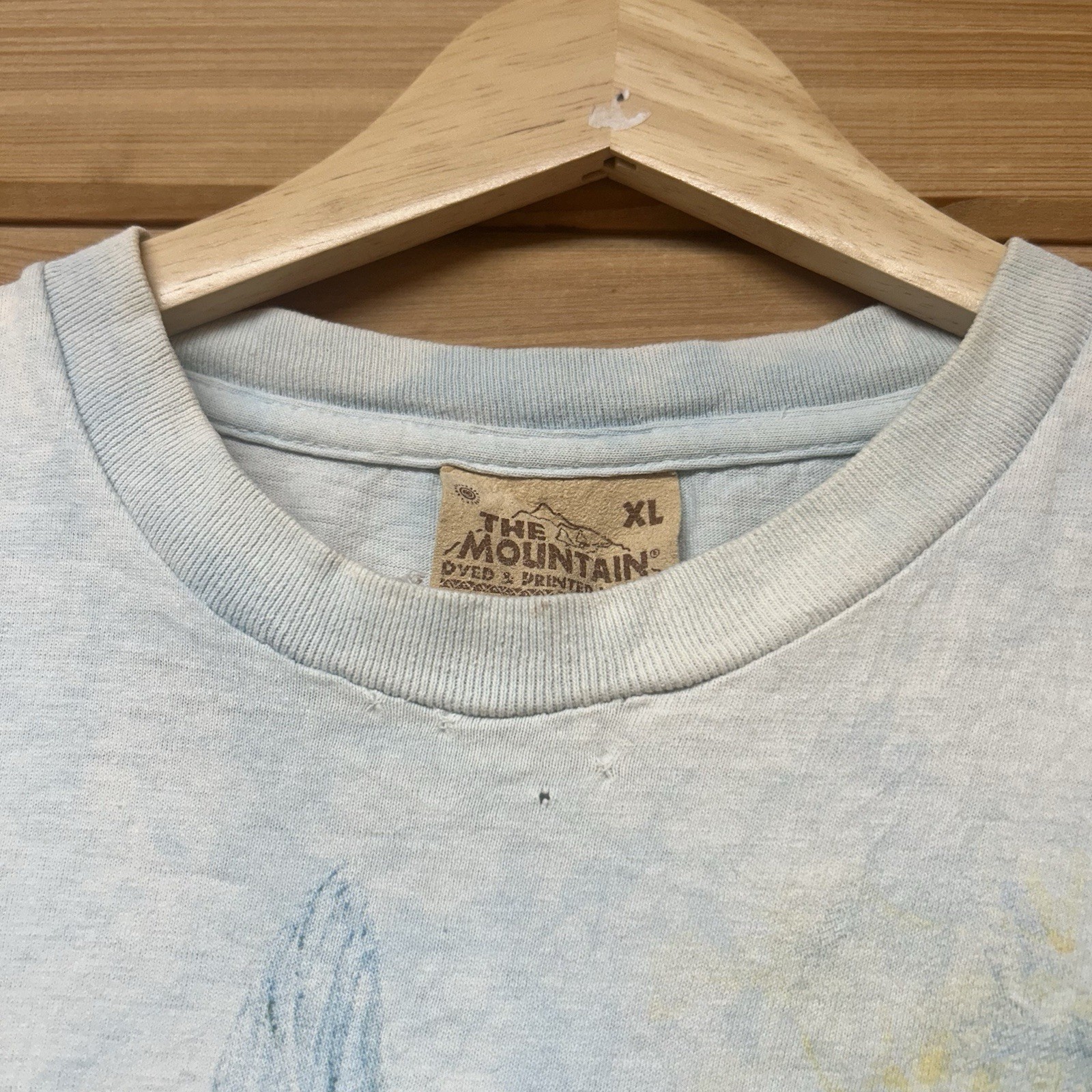 Vintage The Mountain Light Blue Tie Dye Fairy Forest Nature Graphic T Shirt L/XL gallery