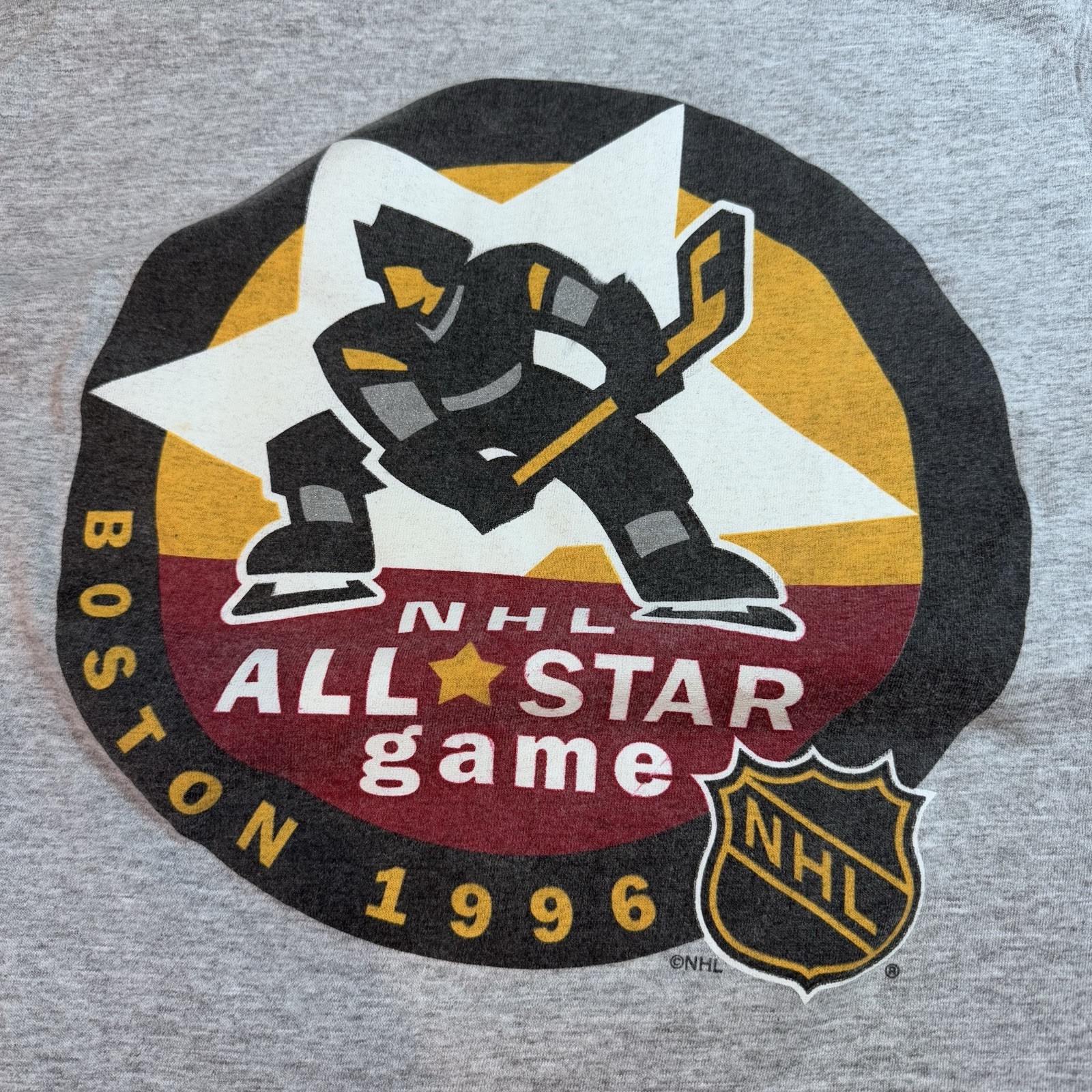 Vintage 1996 NHL All Star Game Boston T Shirt Hockey Grey Size M 90s USA gallery
