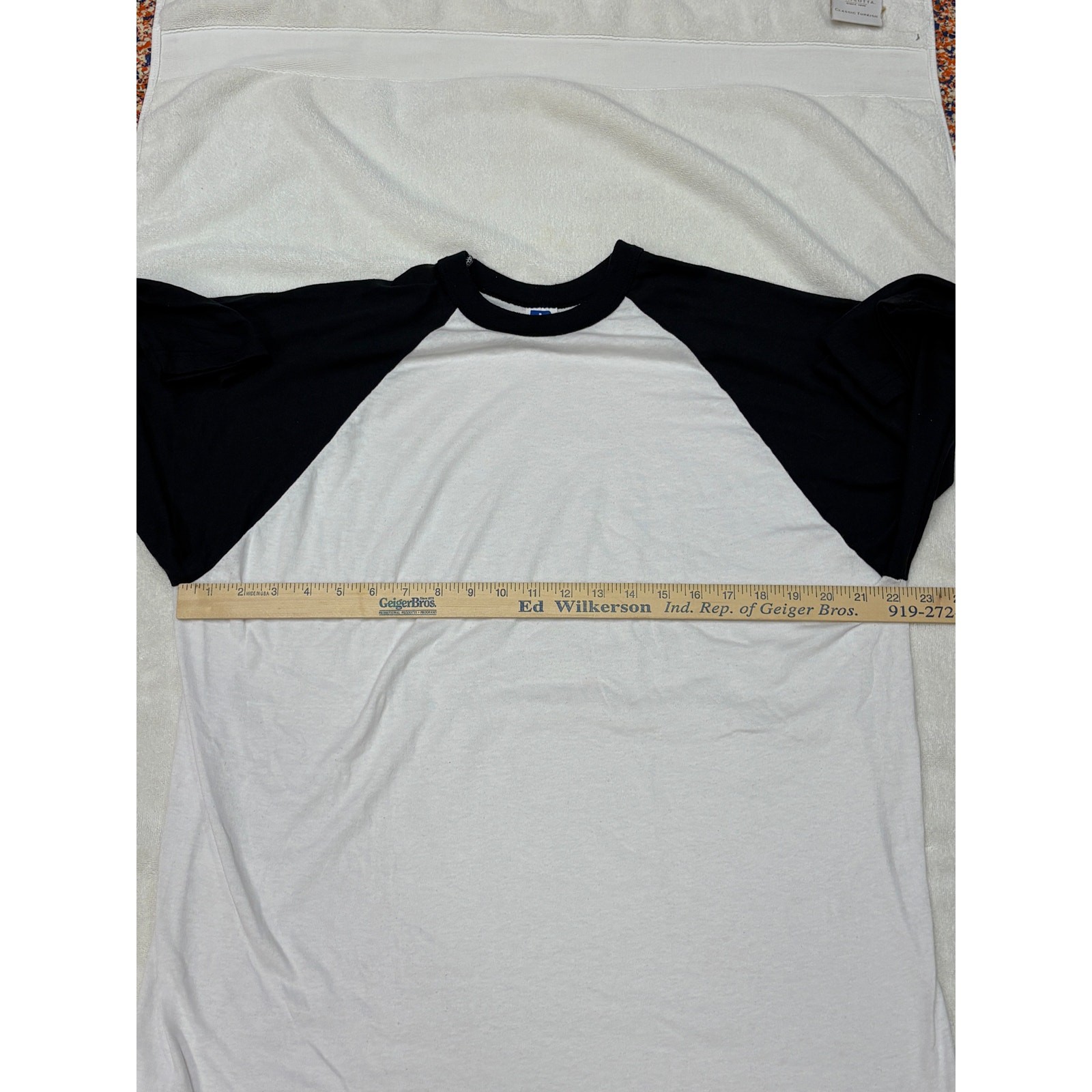 Vintage Russell Baseball T Shirt Mens 2XL White Raglan 3/4 Sleeve USA 90s *READ* gallery
