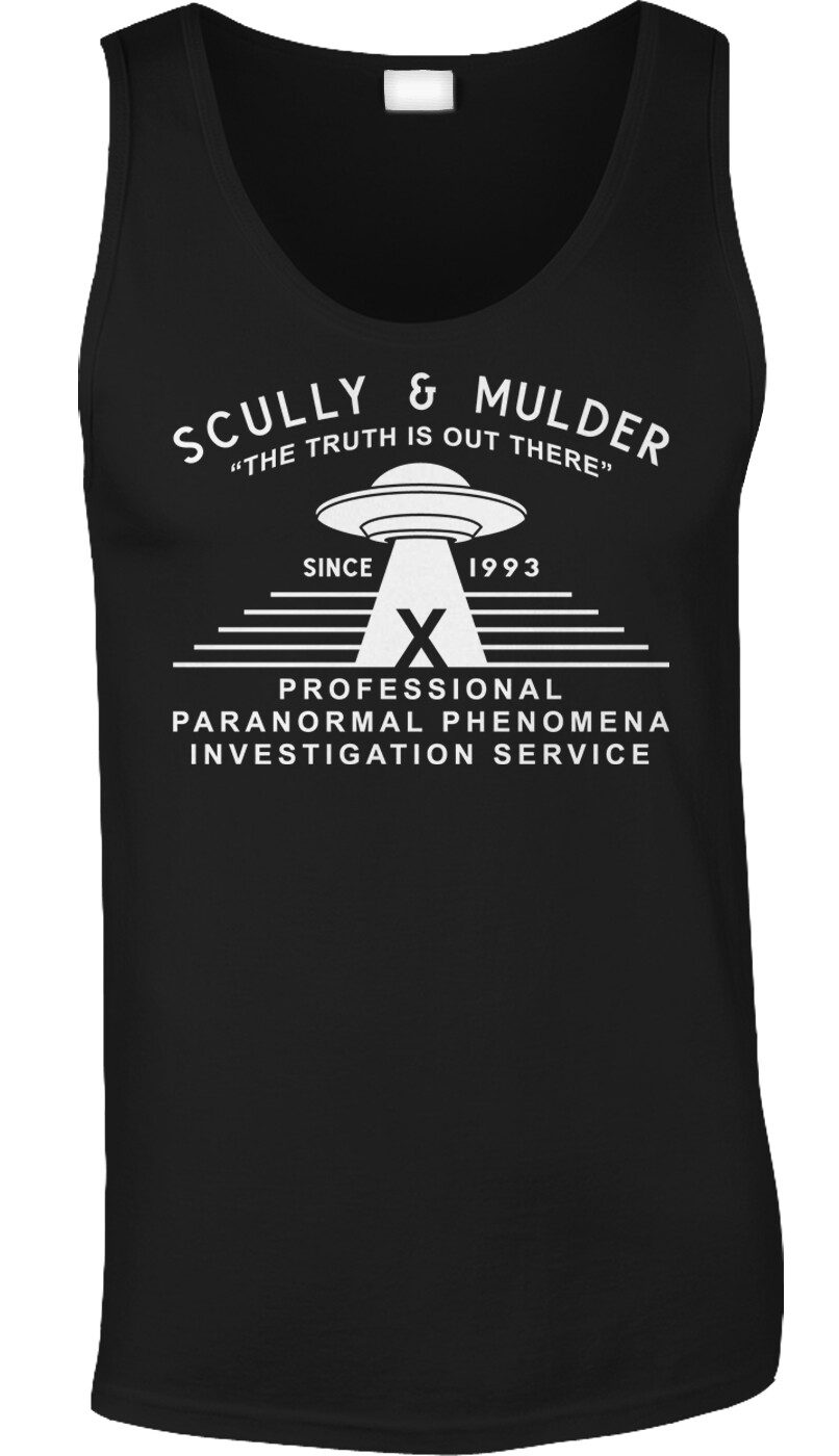 Skully Mulder Paranormal XFiles Fan Tv Show Funny Ufo Cult Classic 90s Mens Tank gallery