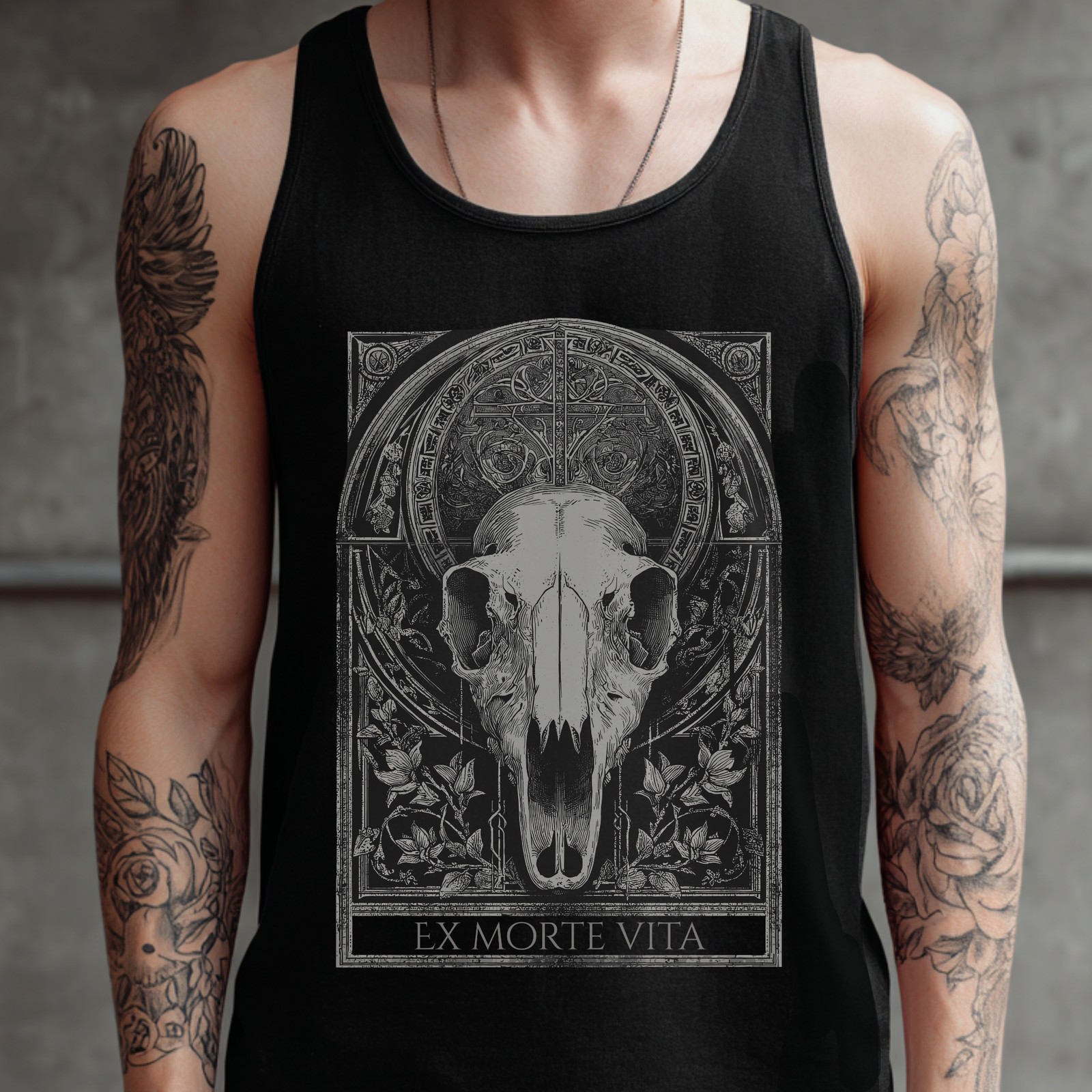 Occult Bull Skull Graphic Tank Top Alternative Goth Shirt Grunge Streetwear Top gallery
