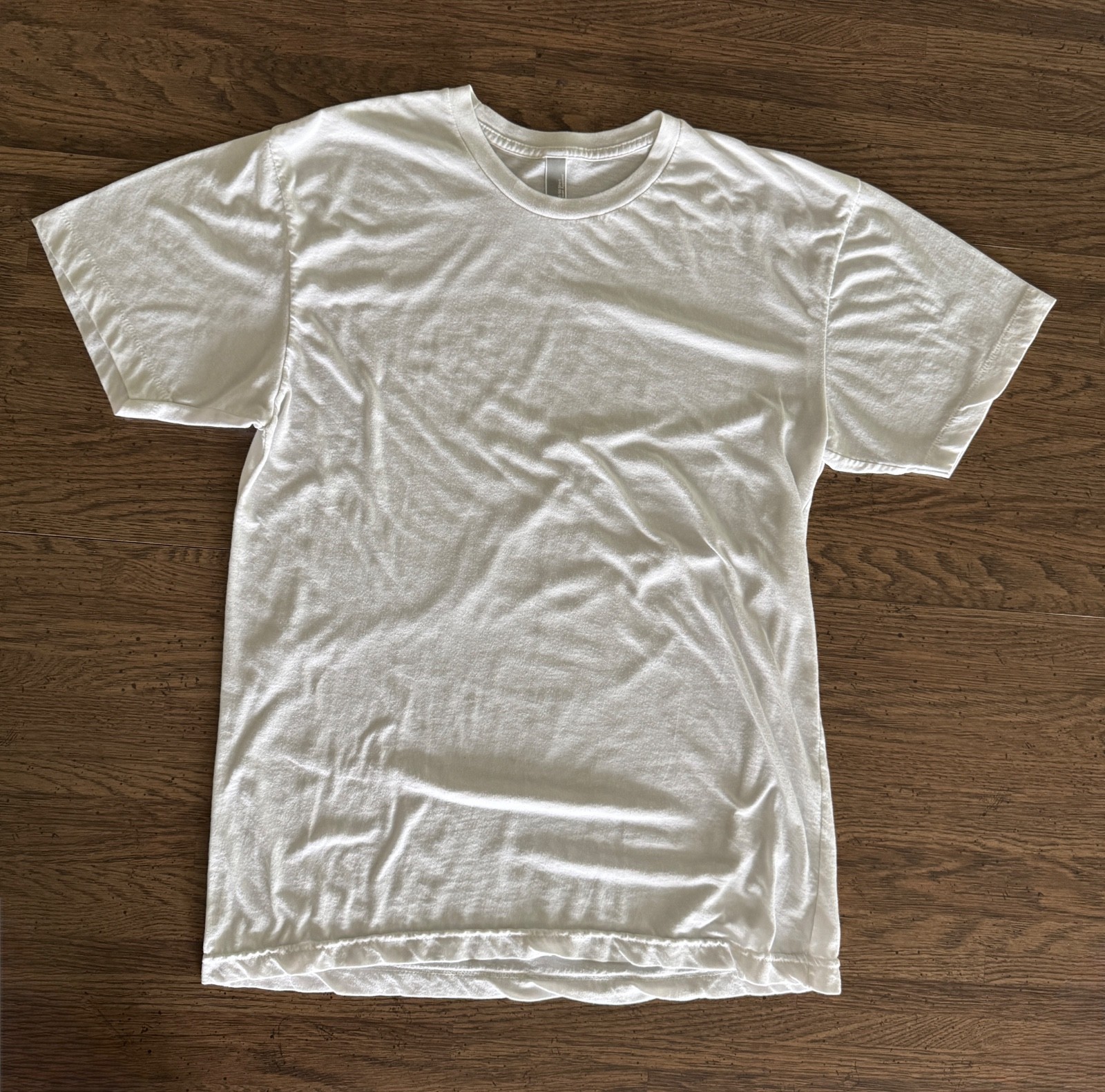 American Apparel – 50/50 T-shirt Cotton Poly White Single Stitch VTG Y2K Men – M