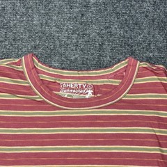 Faherty Sunwashed Tee T-Shirt Mens Large Faded Red Reef Stripe Organic Cotton