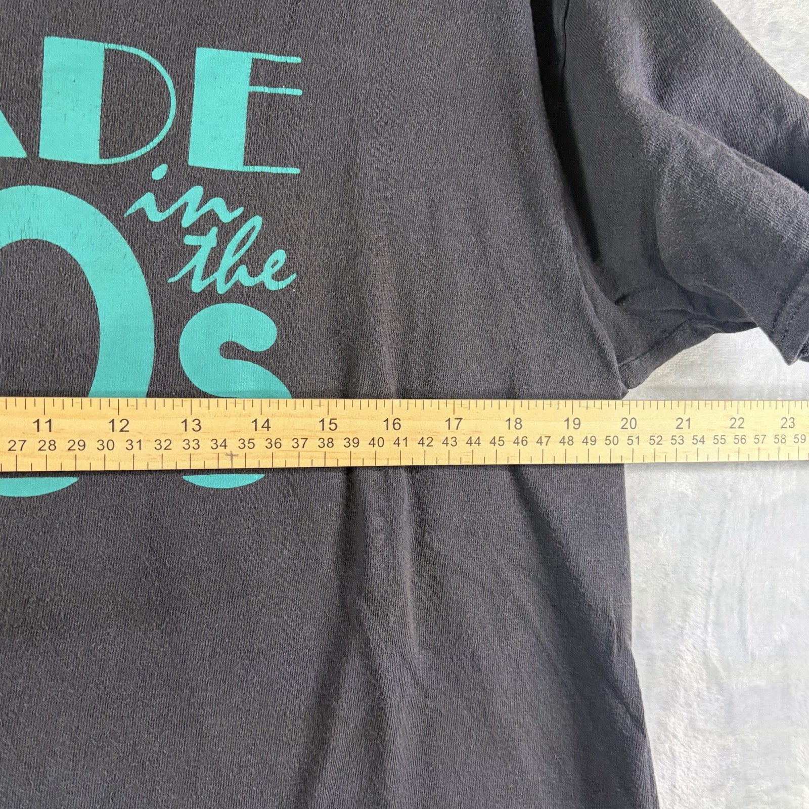 Made in the 80s Retro Graphic Tee Faded Black Teal Nostalgia No Size Tag gallery