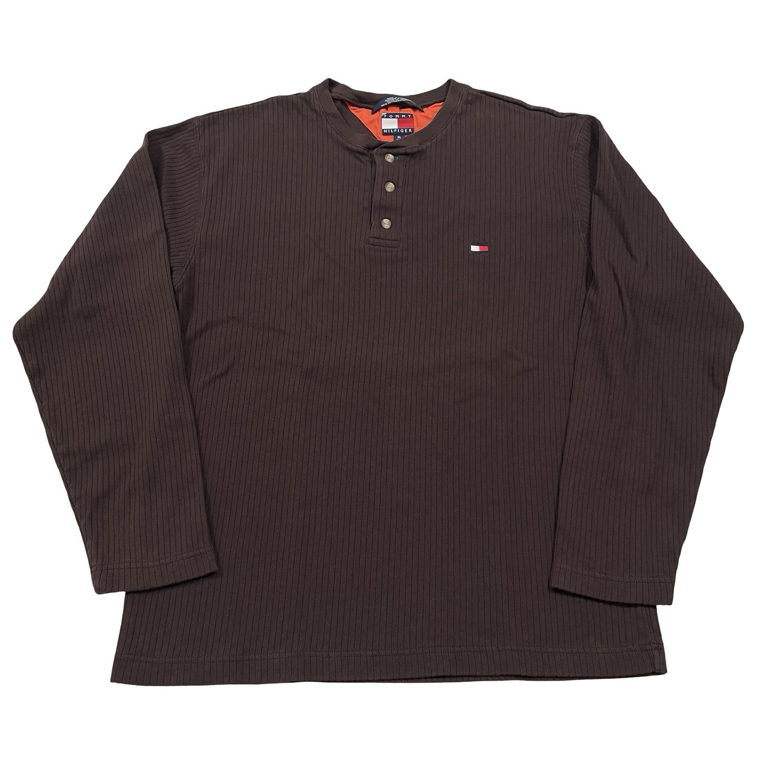 Tommy Hilfiger Waffle-Knit Henley Brown Long-Sleeve Shirt Size XL (Retail $65) gallery