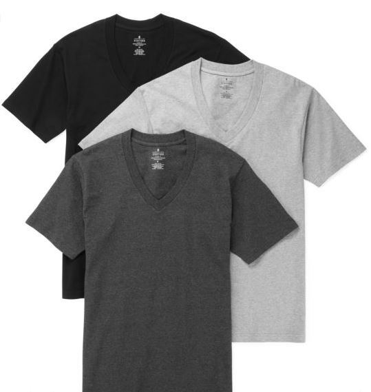 Stafford 3-Pack Men’s Heavy Weight 100% Cotton V-Neck T-Shirt Black-Grey