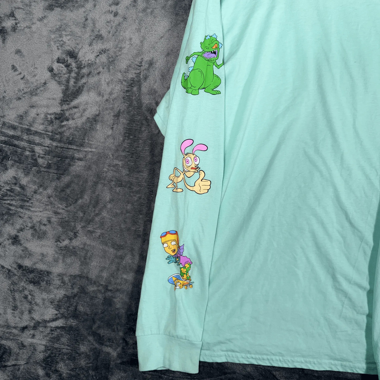 Nickelodeon Mens Long Sleeve T-Shirt 2XL 90s Cartoons Graphic Mint Green gallery