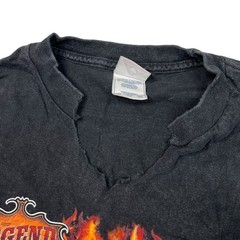 Vintage 2006 Hot Leathers Biker Eagle Flames Graphic Tee T-Shirt FLAW Black XL