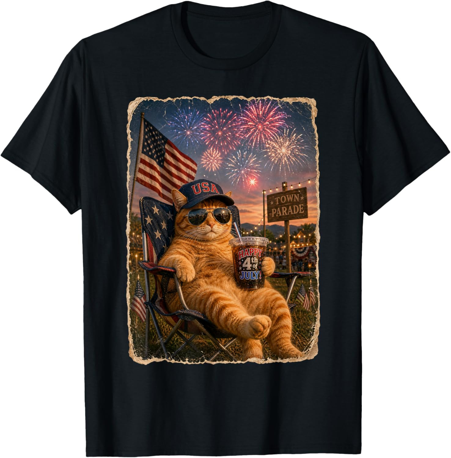 4th of July Cat Shirt Funny Patriotic Cat Graphic Tee Gift for Cat Lovers S-5XL gallery
