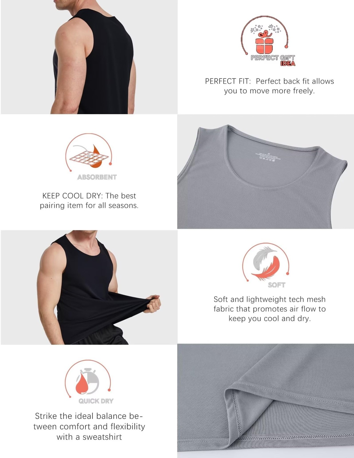 6 Pack Men's Quick Dry Workout Tank Tops Breathable Gym Sleeveless Muscle Shi... gallery