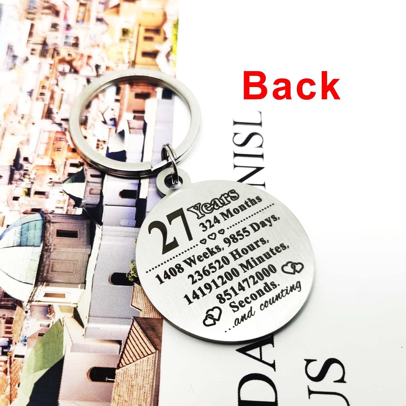 27th Anniversary Keychain Gifts Steel Engraved 27 Year Anniversary Decoration... gallery
