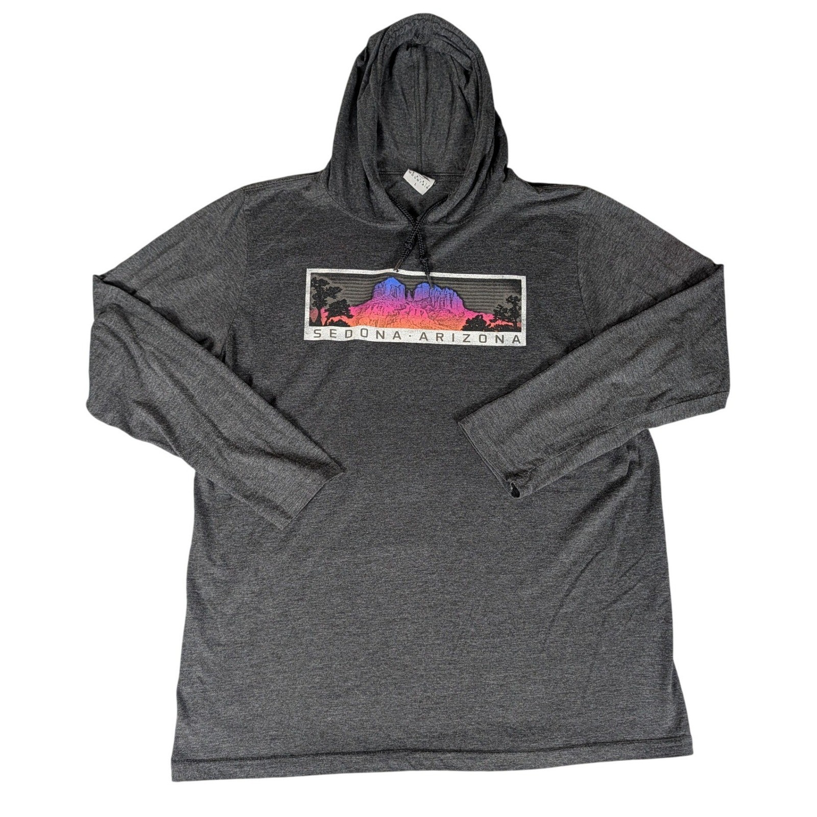 Prairie Mountain Sedona Arizona Sunset Graphic Long Sleeve Hooded T-Shirt Gray gallery