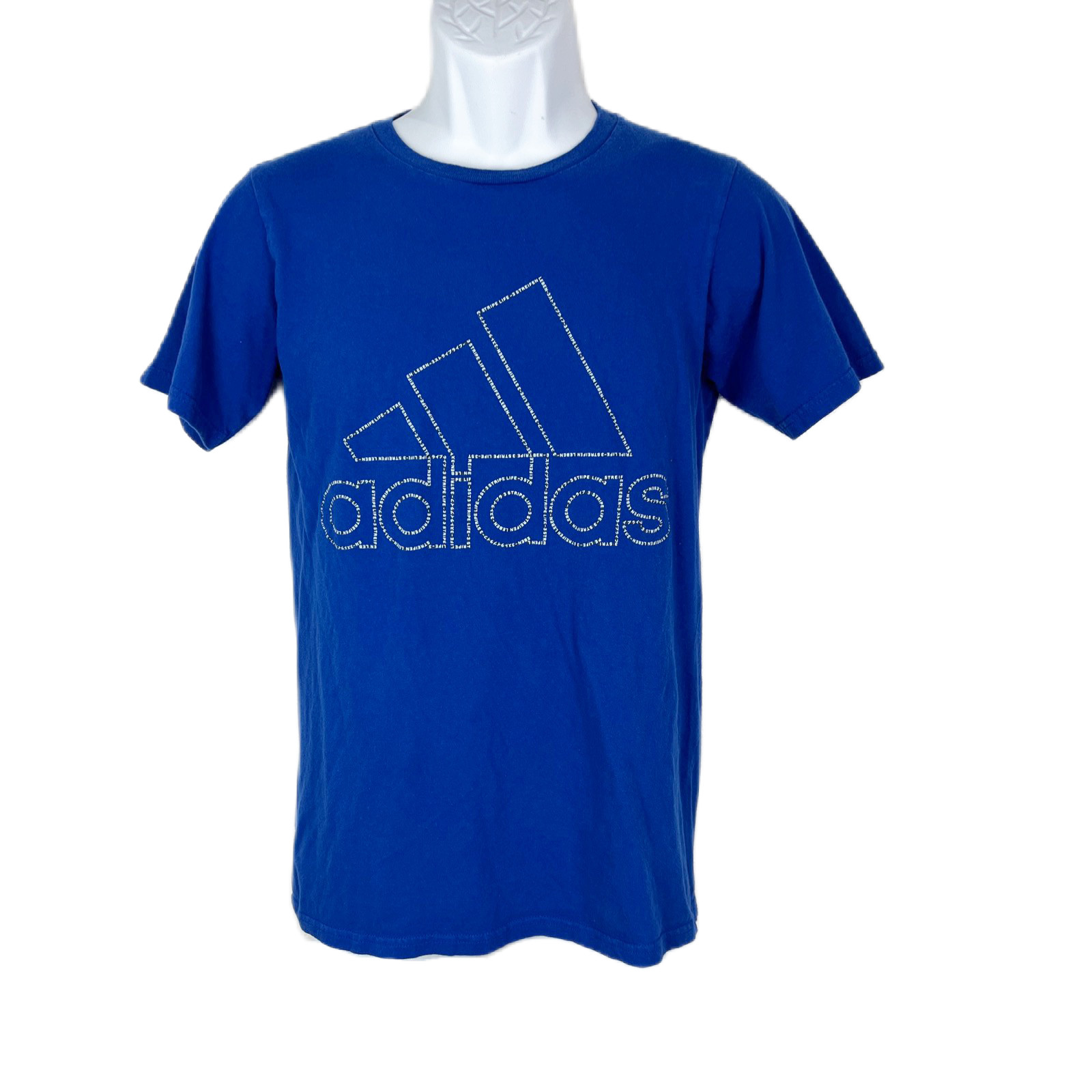 Adidas Shirt Men Small Blue Logo Graphic Short Sleeve Active Casual Go-To Tee