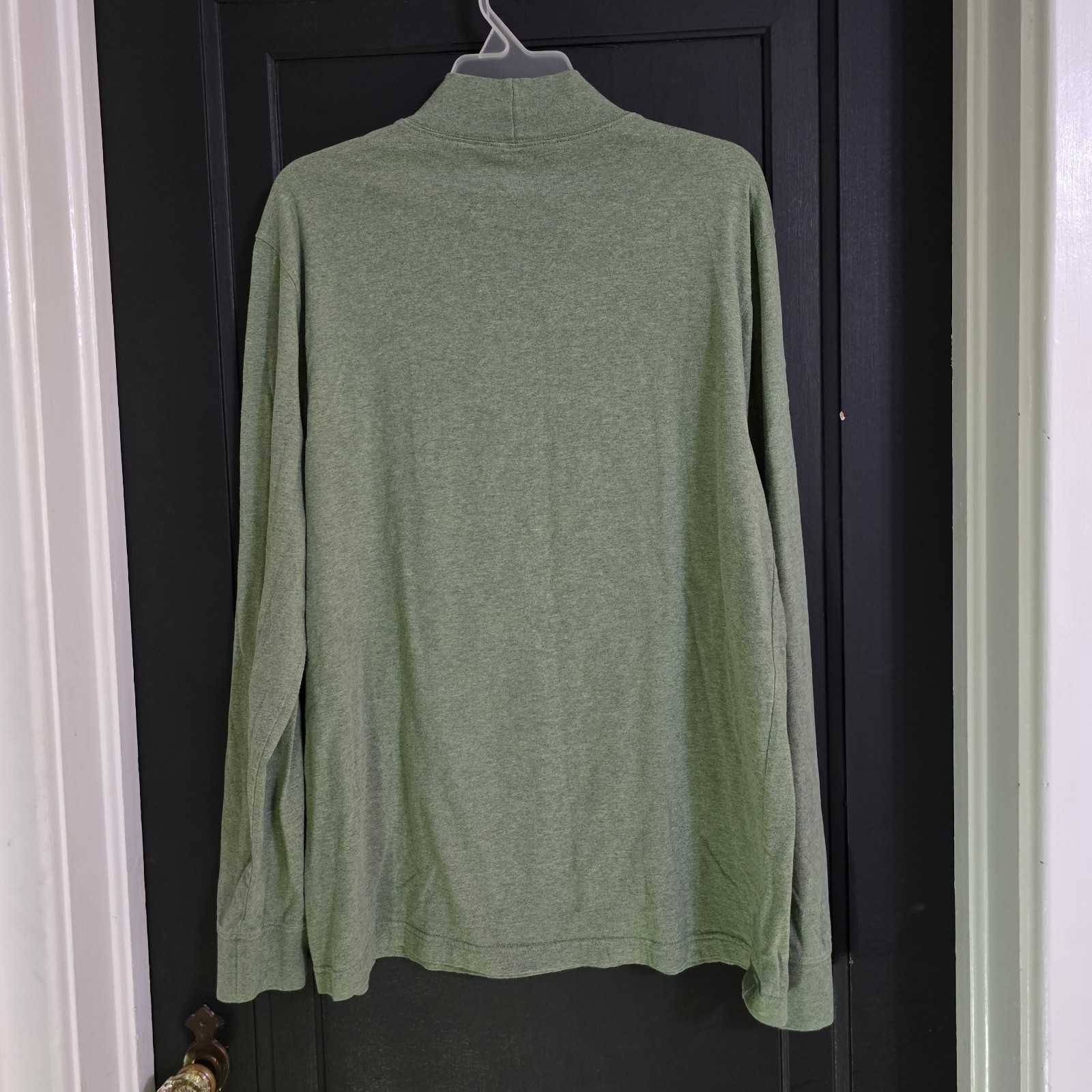 Lands' End Men's L/T Green Solid Mock Neck Long Sleeve Knit Stretch T-Shirt gallery