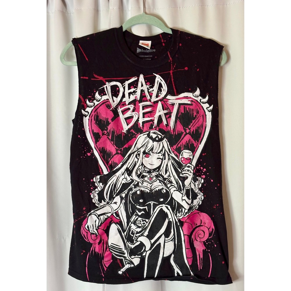 Hololive Omocat Mori Calliope Dead Beat Muscle AOP Splatter T Shirt Small Tuber