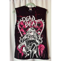 Hololive Omocat Mori Calliope Dead Beat Muscle AOP Splatter T Shirt Small Tuber