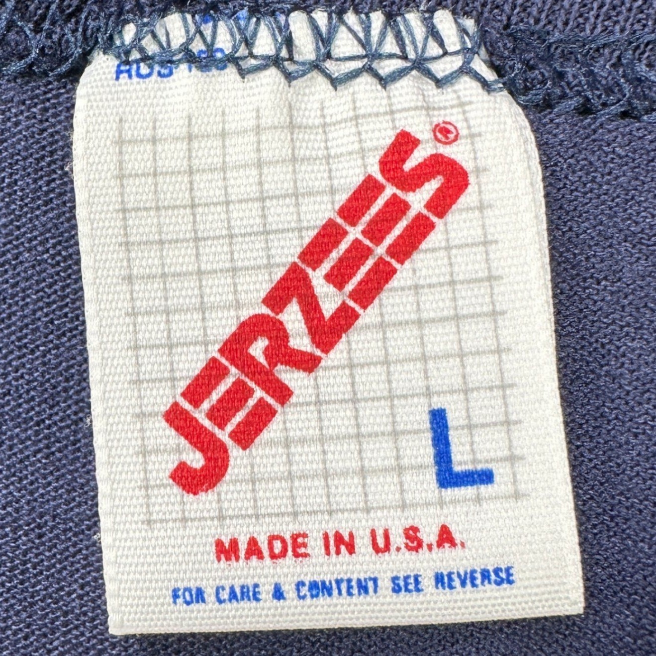VINTAGE Jerzees T-Shirt Tee Mens Large Blue Single Stitch Crewneck Made In USA gallery