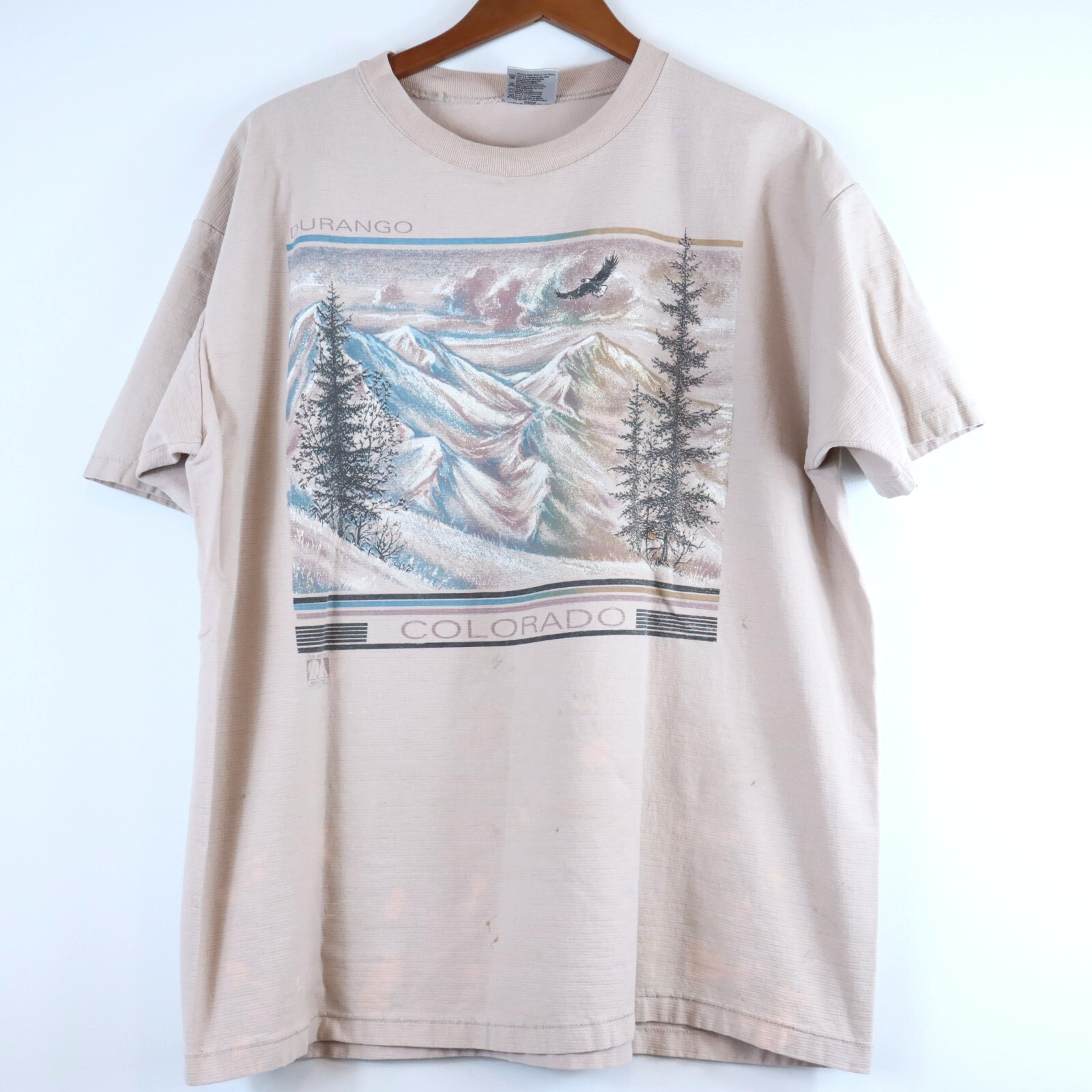 Vintage Durango Colorado Travel Destination Shirt Mountain Tops Scenic 90s XL