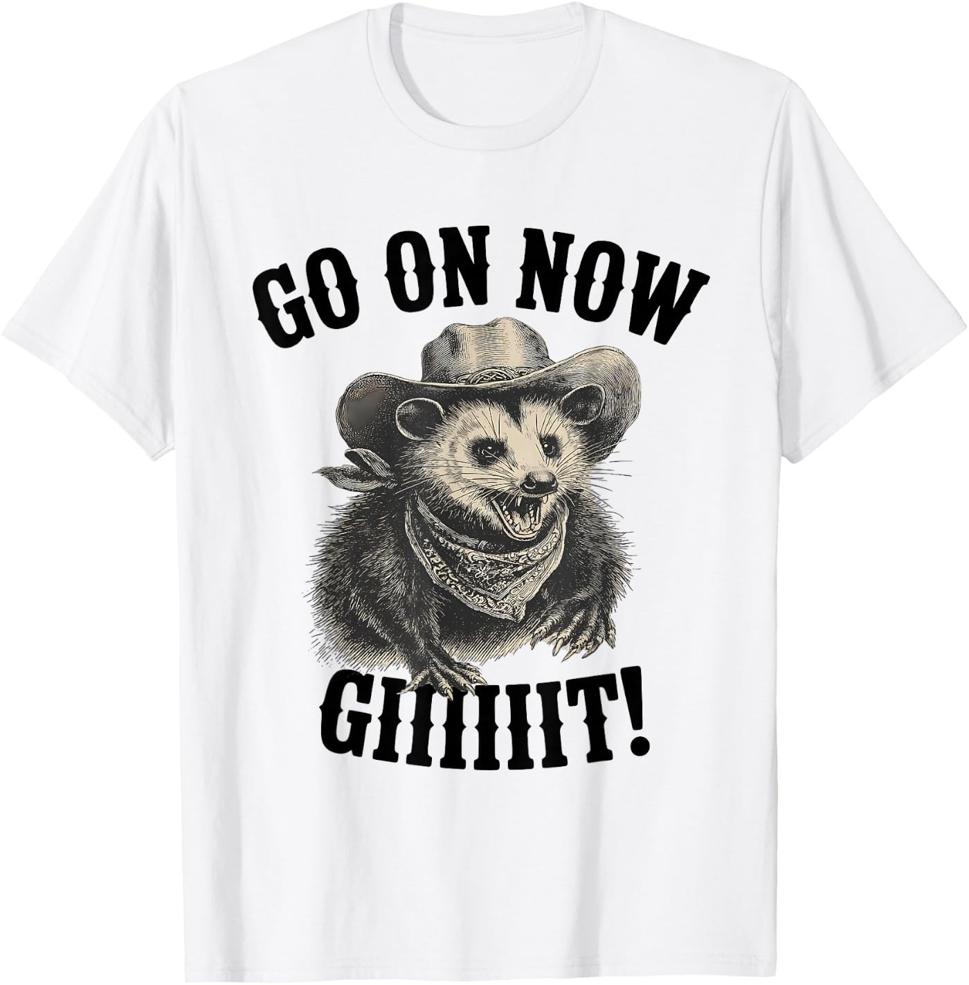 Western Opossum Vintage Country Possum Rodeo Go On Now Git T-Shirt