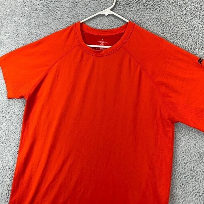Fabletics T-Shirt Adult XL Orange Nylon Blend Hiking Short Sleeve Tee Logo Mens gallery