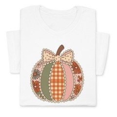 Retro Patchwork Pumpkin Fall T-Shirt – Cute Autumn Gift Tee