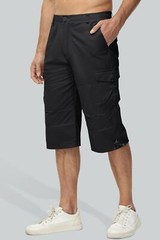 MAGCOMSEN Men’s Below Knee Long Shorts Cotton Work 3/4 Cargo Capris 40, Black