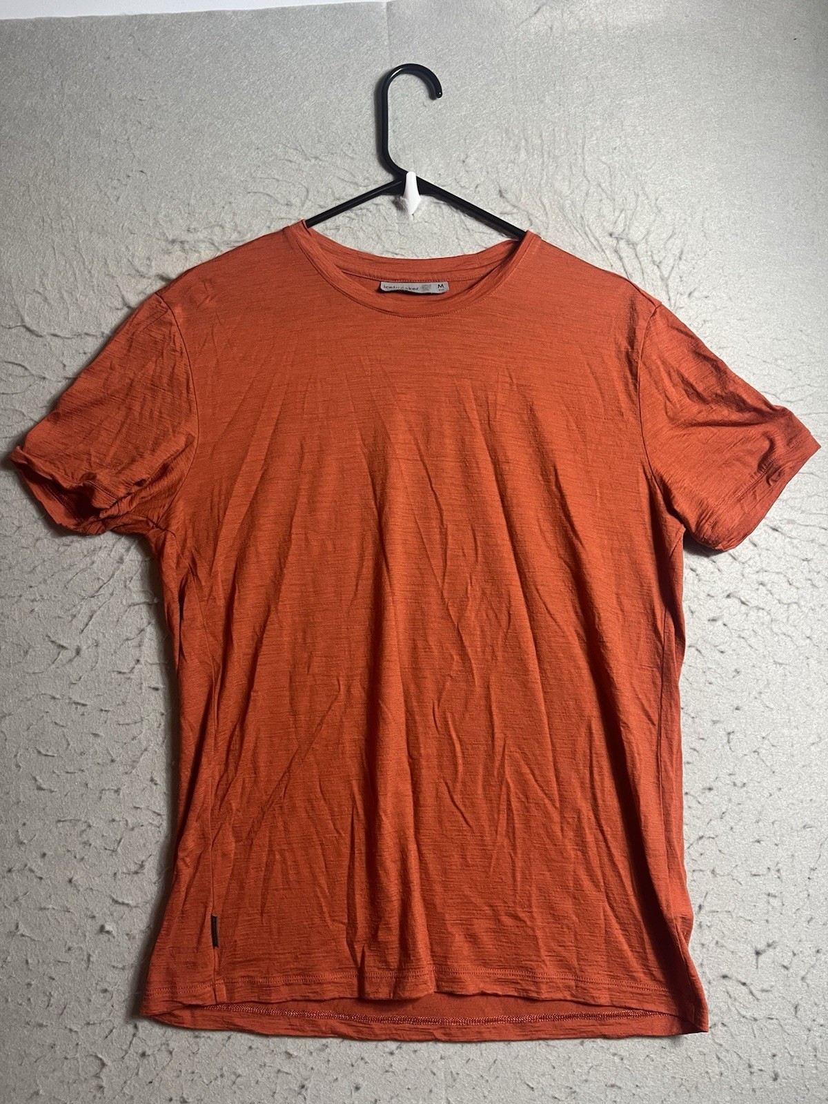 Icebreaker Merino Shirt Medium M Orange Crew Wool Nylon Outdoor Hiking Mens