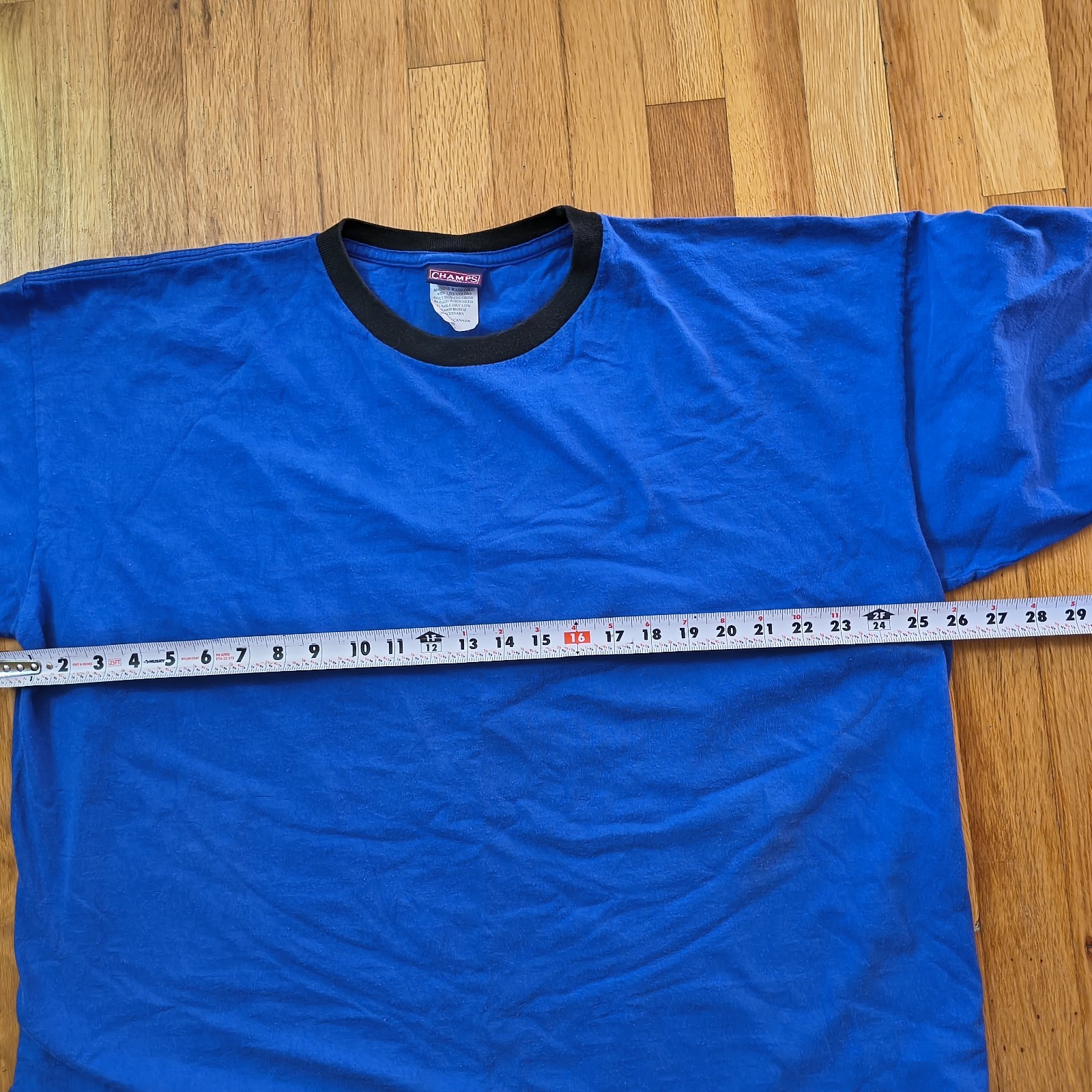 Vintage Champs Sports Blue T-shirt with Contrast Neck & Sleeve Trim Size XXL gallery