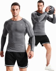 Men’s 3 Pack Compression Workout Long Sleeve Shirts,5030,Black,Grey,Red,3XL