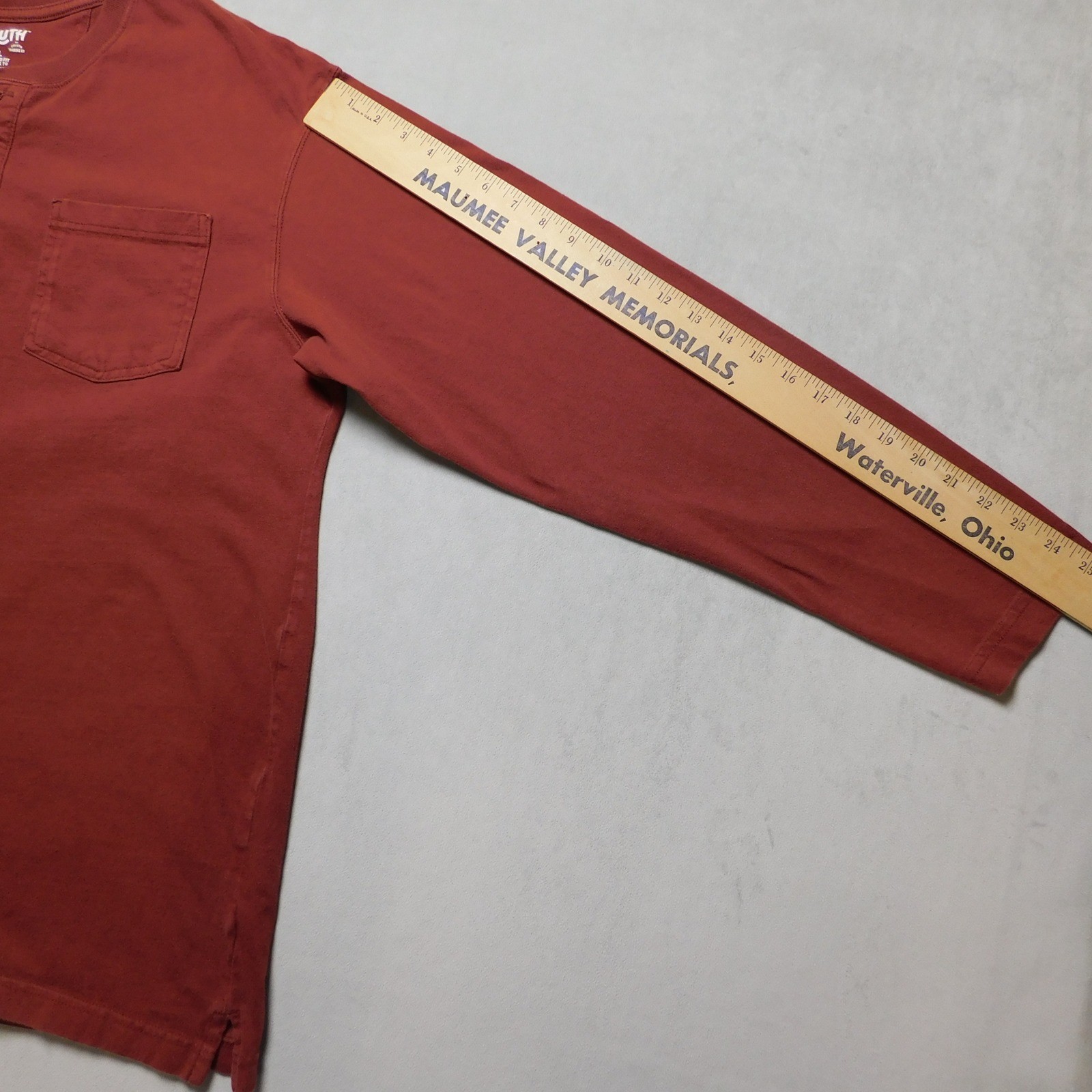 Duluth Trading Co Mens XL Relaxed Fit Longtail T Henley Long Sleeve Shirt Orange gallery