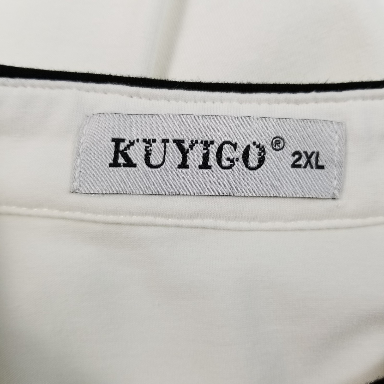 Kuyigo Henley Shirt Men’s 2XL XXL White Long Sleeves Band Collar Stretch Casual gallery