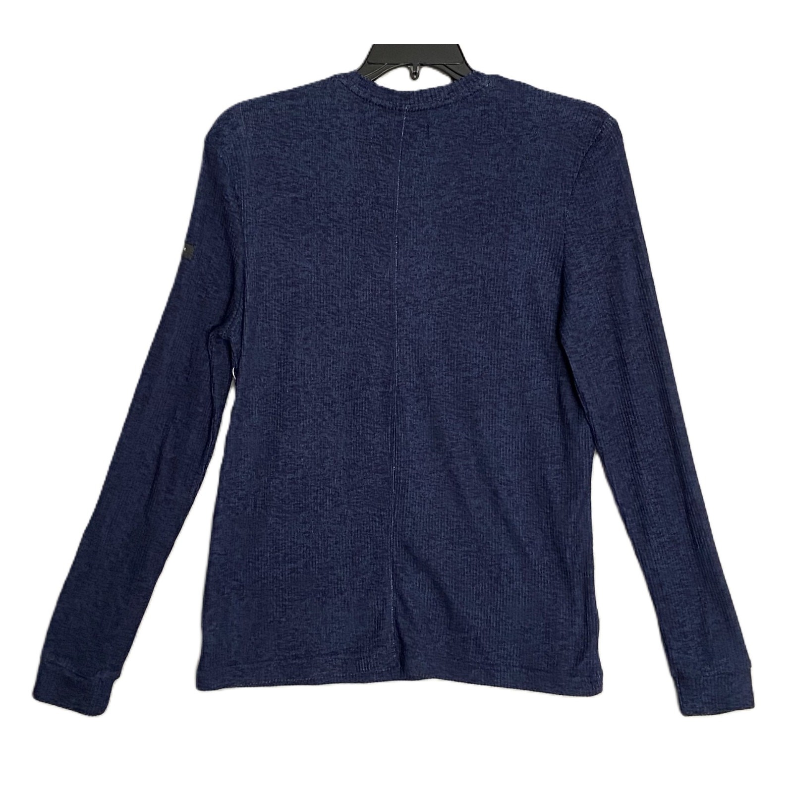 Ted Baker London T-Shirt Men's Small Ribbed Crew Neck Long Slv Navy Heather NEW gallery