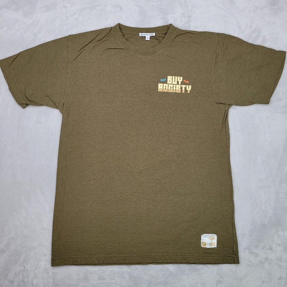 Calculated Clothing Shirt Mens Large Green Crew Evolve Trends Oakland Society