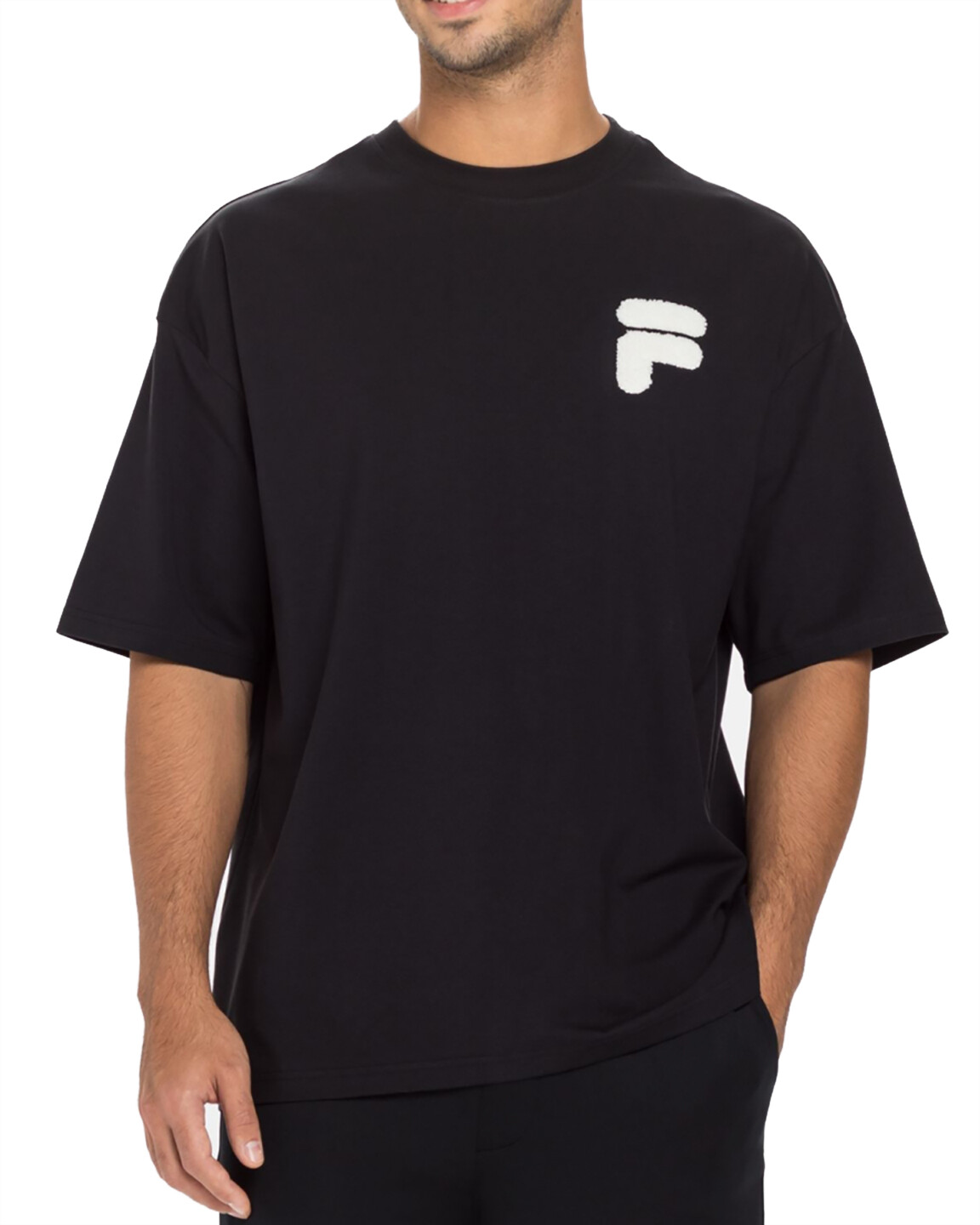 Fila - Men's Oversized Logo T-Shirt Black - Cottens Dropped Shoulder gallery