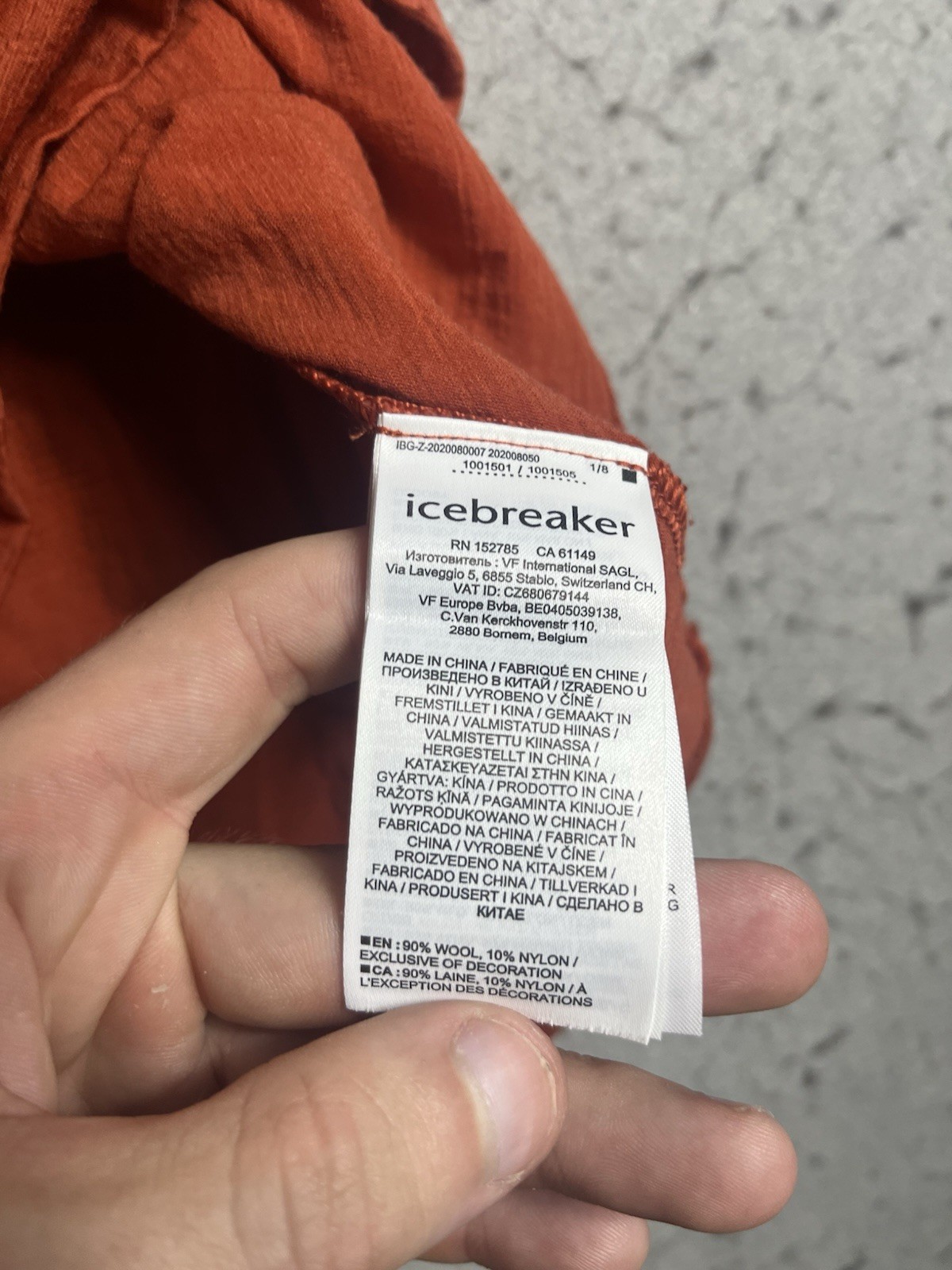 Icebreaker Merino Shirt Medium M Orange Crew Wool Nylon Outdoor Hiking Mens gallery