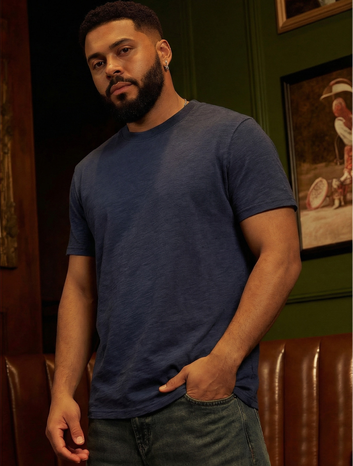 NEW Drive Shirt Linen Blend Summer Tee Black White Navy Crew Neck Made in USA gallery