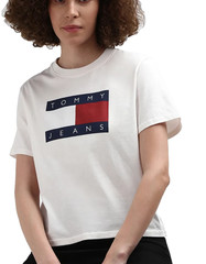 Tommy Jeans Off White Flag Logo Graphic T-Shirt Unisex Size L