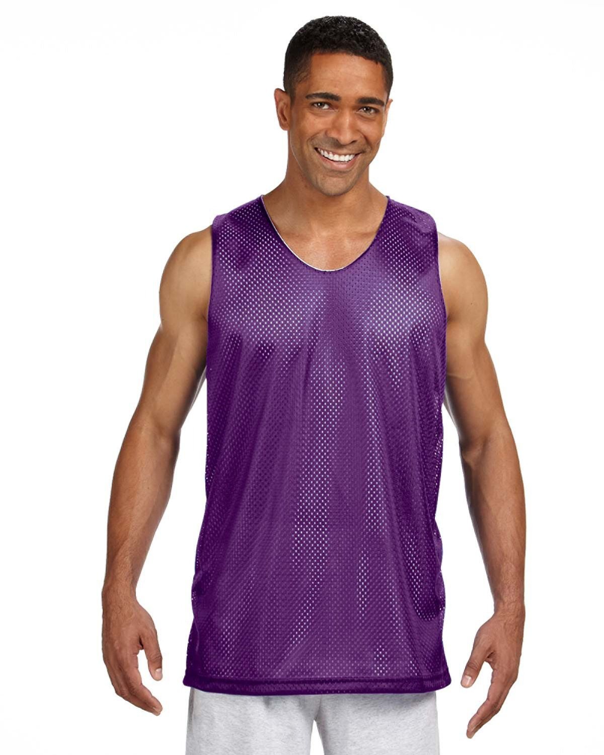 A4 Mens 100% Polyester Tricot Sleeveless Reversible Mesh Tank Top - NF1270 gallery