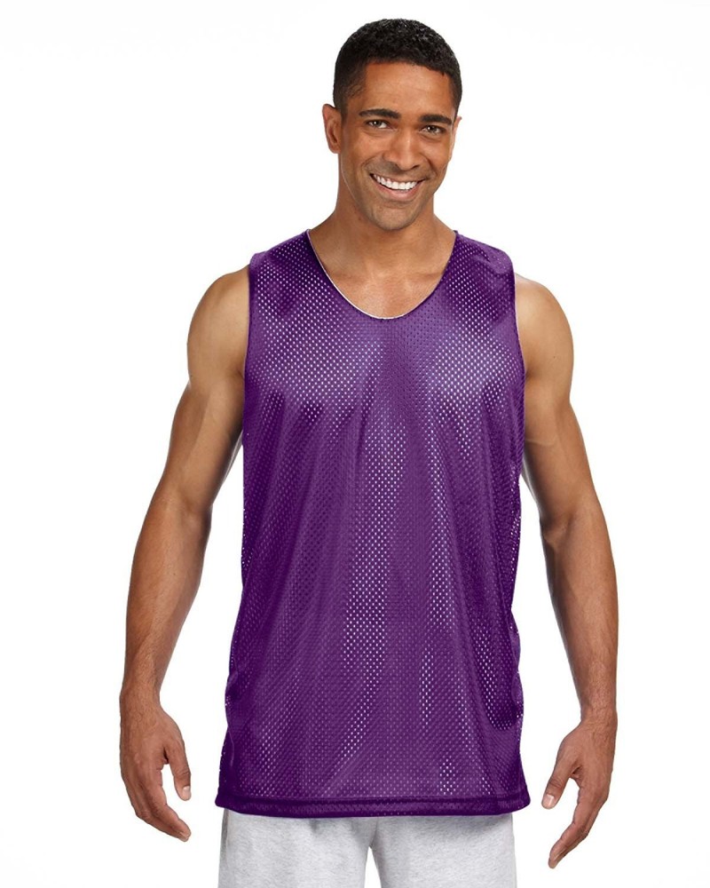 A4 Mens 100% Polyester Tricot Sleeveless Reversible Mesh Tank Top – NF1270