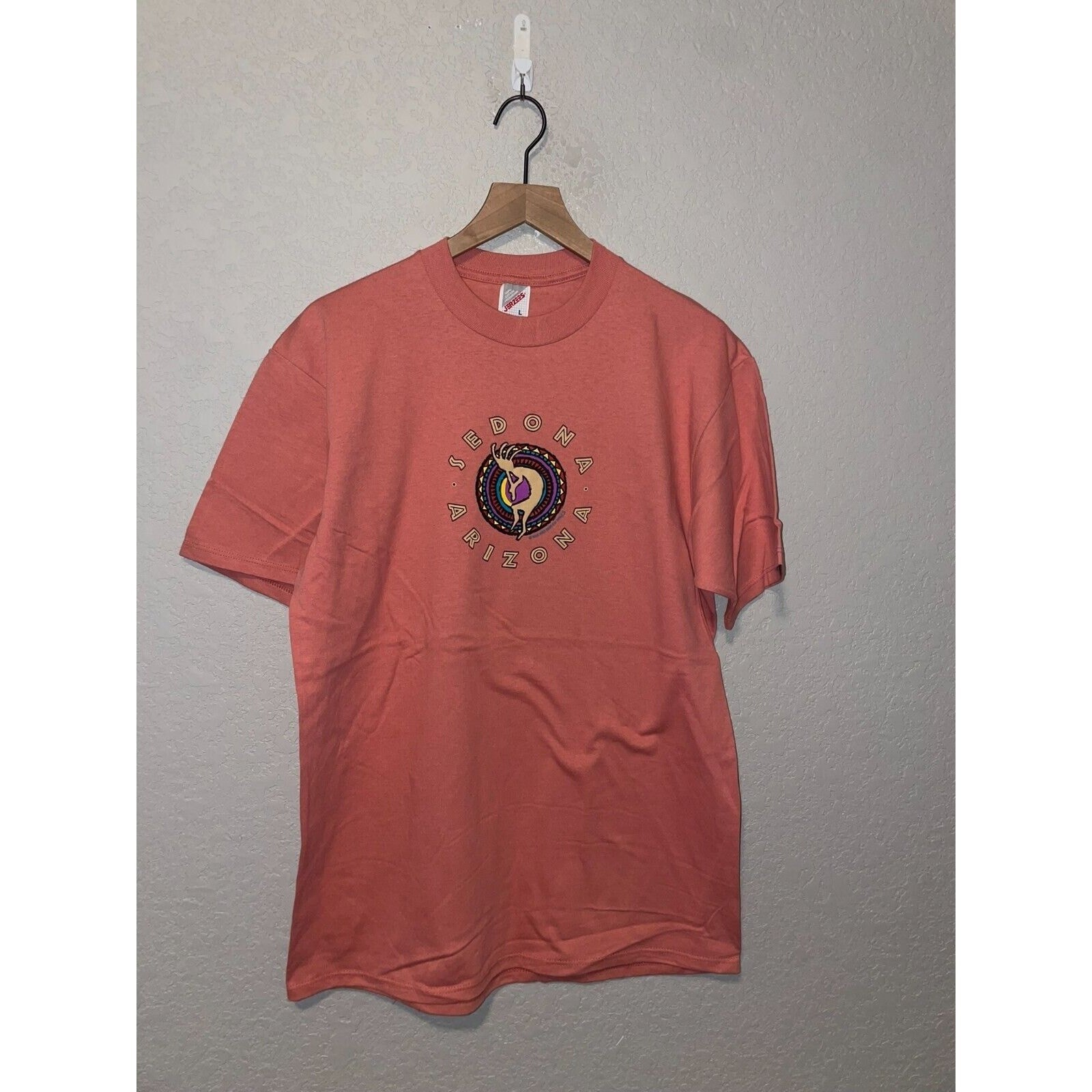 Vintage Sedona Arizona Shirt Graphic Peach Pink AZ Tee 90s VTG 1996 Large