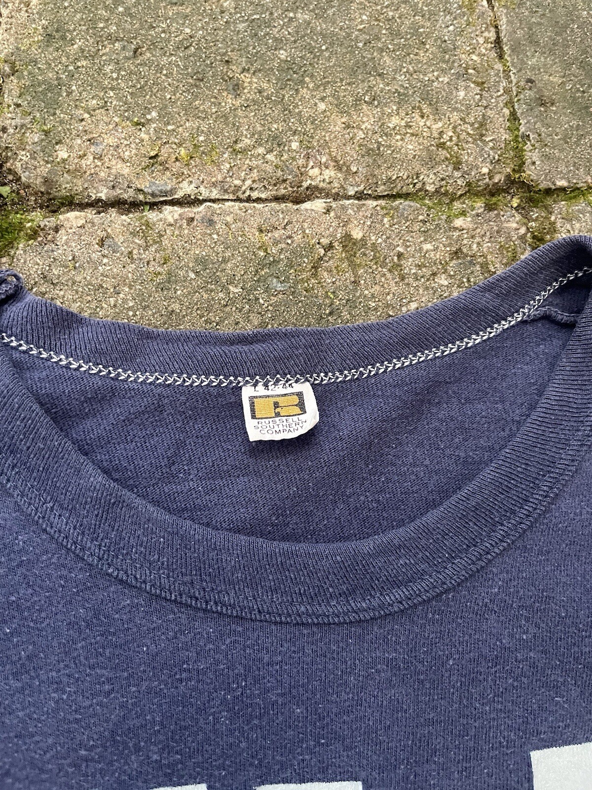 Vintage 1960s Russell Southern Co Cotton Tshirt L “W-L 72” Blue see Measurement gallery