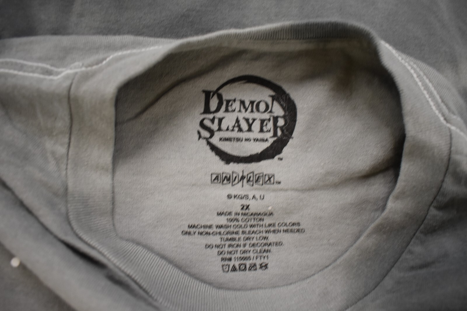 Demon Slayer: Kimetsu No Yaiba Mens Inosuke Dot Panel Gray Wash Shirt New 2XL gallery