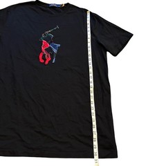 Polo Ralph Lauren Mens Black Patchwork Plaid Big Pony T-Shirt Size LT Large Tall