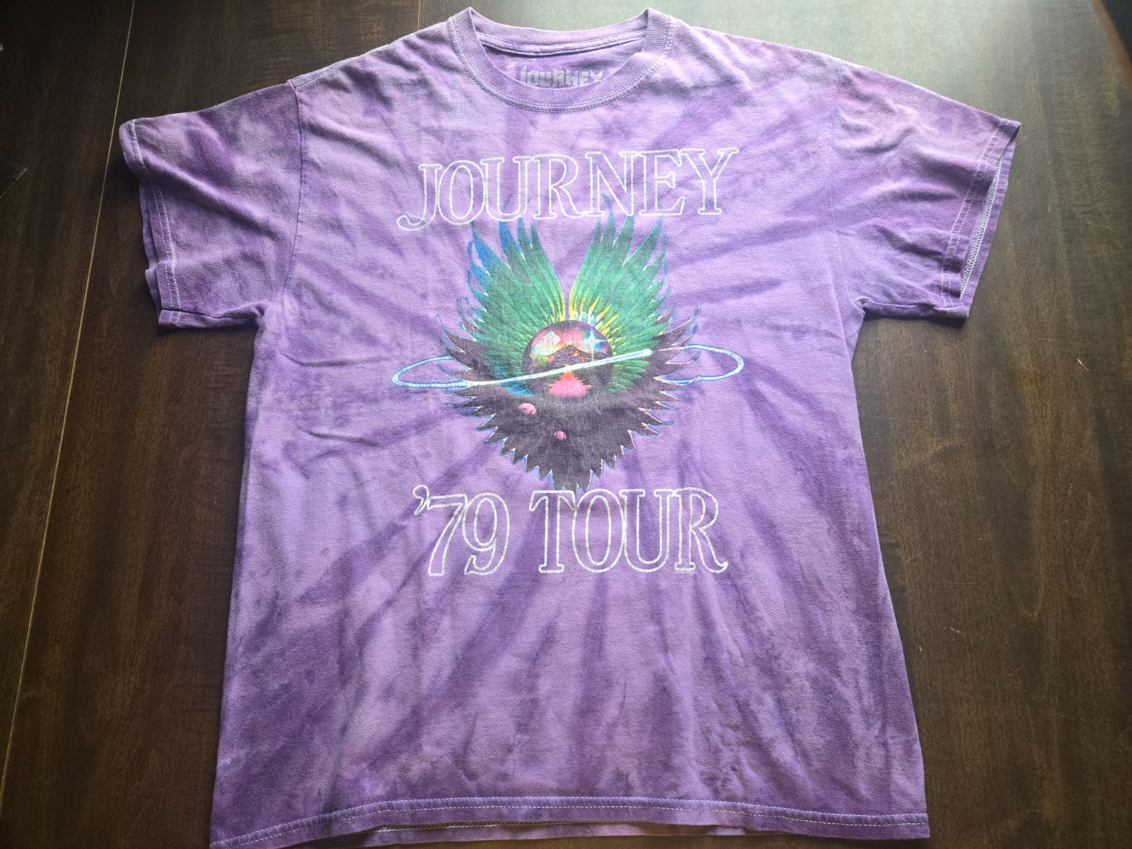 JOURNEY ’79 Tour GRAPHIC T-Shirt Size Med TIE DYE Short Sleeves BAND Crew ROCK