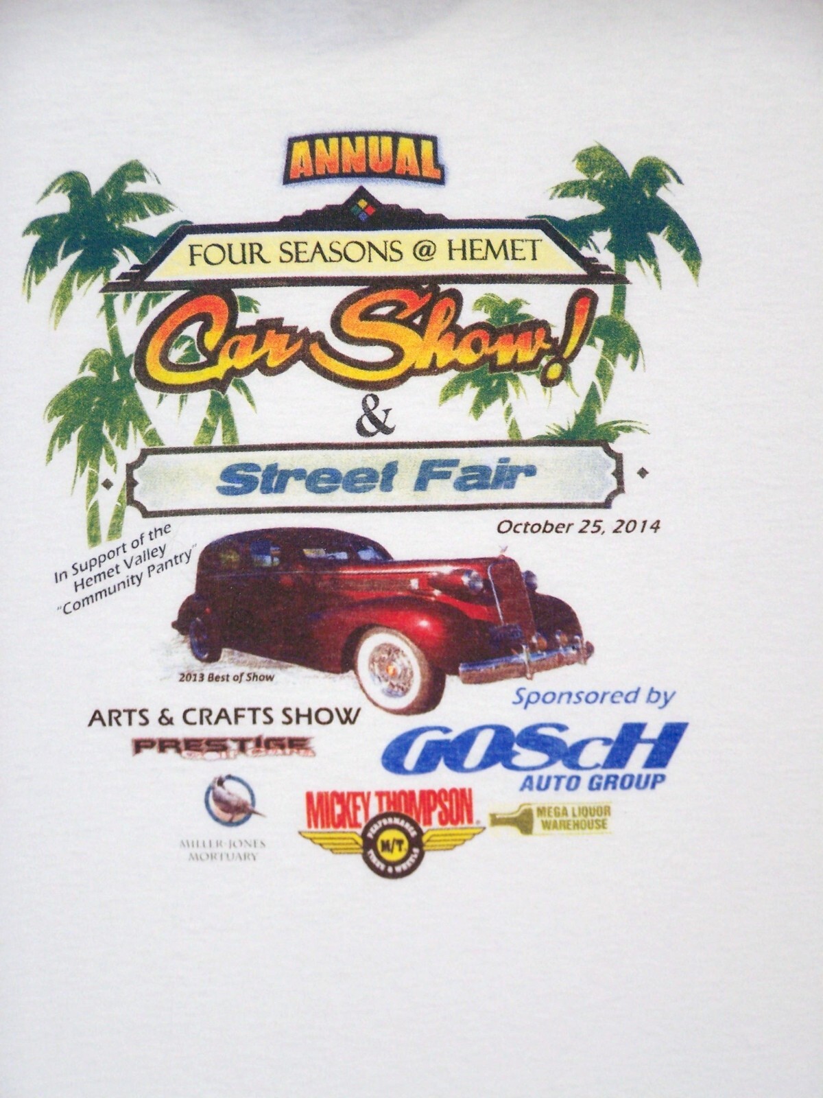 Four Seasons Shirt Adult 2XL XXL White Graphic Hemet Car Show Short Sleeve Mens gallery