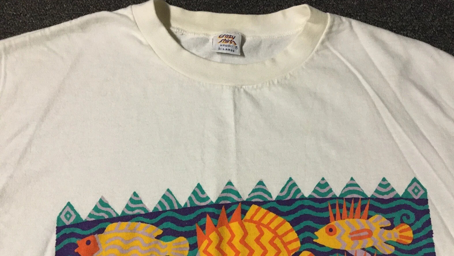 Vtg 90s Hawaii Abstract Fish Faded Shirt XL USA Art Animal Beach Surf 80s OP TC gallery