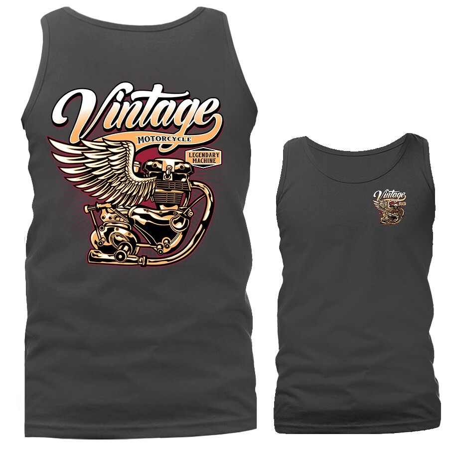 Legendary Machine Bikers Vintage Classic Custom Motorcycle Graphic Tank Top