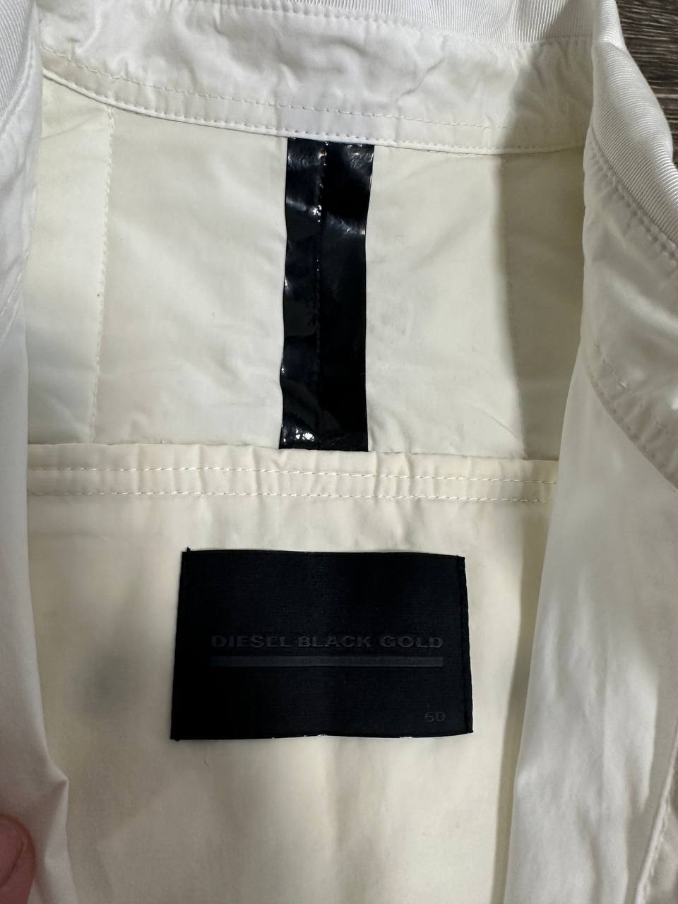 Diesel black gold Zip Shirt White quilted men large Y2K Japanese style gallery